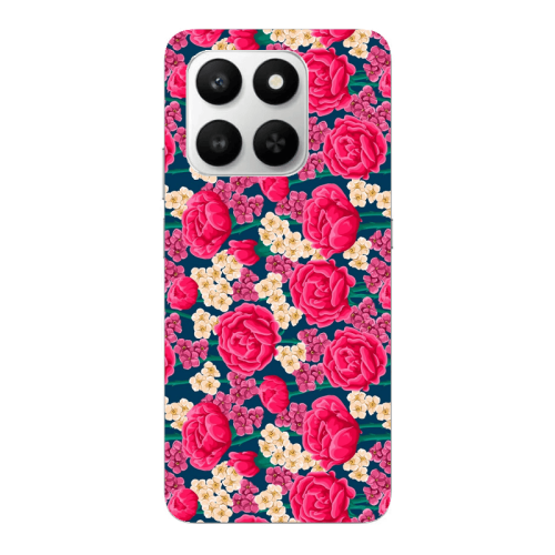 Honor Magic 400 Smart Red and pink Flowers Transparent Silicone TPU Θήκη